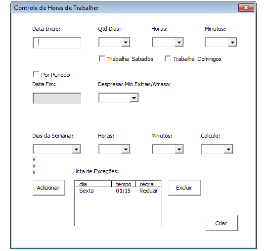 Controle de Horas de Trabalho